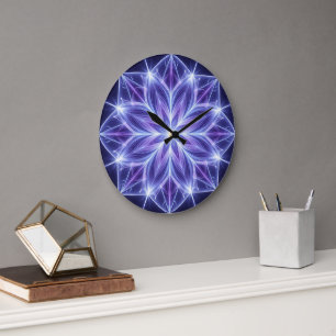 Paarse Geometrische Mandala Wandklok