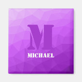 Paarse geometrische mesh patroon Monogram Magneet (Voorkant)