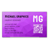 Paarse geometrische meshpatroon QR-code Magnetisch Visitekaartje (Voorkant)