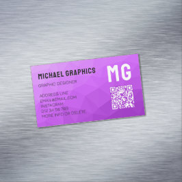Paarse geometrische meshpatroon QR-code Magnetisch Visitekaartje