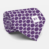Paarse Geometrische Monogrammed Stropdas (Opgerold)