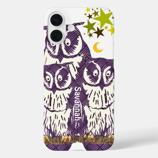 Paarse Geometrische Owl familie Case-Mate iPhone Case (Achterkant)