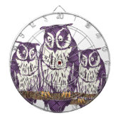 Paarse Geometrische Owl familie Dartbord (Voorkant)