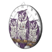 Paarse Geometrische Owl familie Dartbord (Voorkant Rechts)