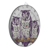 Paarse Geometrische Owl familie Dartbord (Voorkant Links)