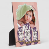 Paarse Geometrische Owl familie Fotoplaat (Zijkant)