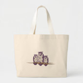 Paarse Geometrische Owl familie Grote Tote Bag (Voorkant)