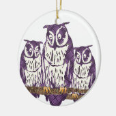 Paarse Geometrische Owl familie Keramisch Ornament (Links)