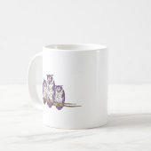 Paarse Geometrische Owl familie Koffiemok (Voorkant links)