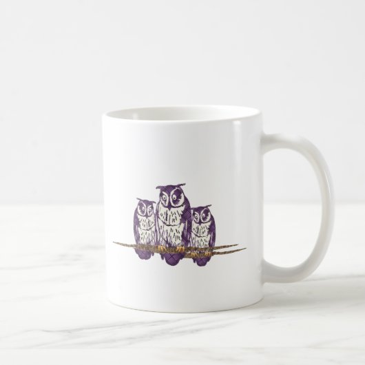 Paarse Geometrische Owl familie Koffiemok (Rechts)
