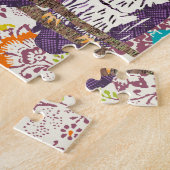 Paarse Geometrische Owl familie Legpuzzel (Zijkant)