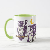 Paarse Geometrische Owl familie Mok (Links)