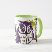 Paarse Geometrische Owl familie Mok (Voorkant rechts)