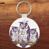 Paarse Geometrische Owl familie Sleutelhanger (Voorkant)