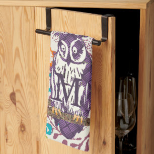 Paarse Geometrische Owl familie Theedoek