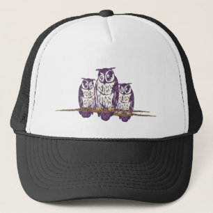 Paarse Geometrische Owl familie Trucker Pet
