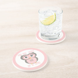 Paarse Geometrische Owl familie Zandsteen Onderzetter