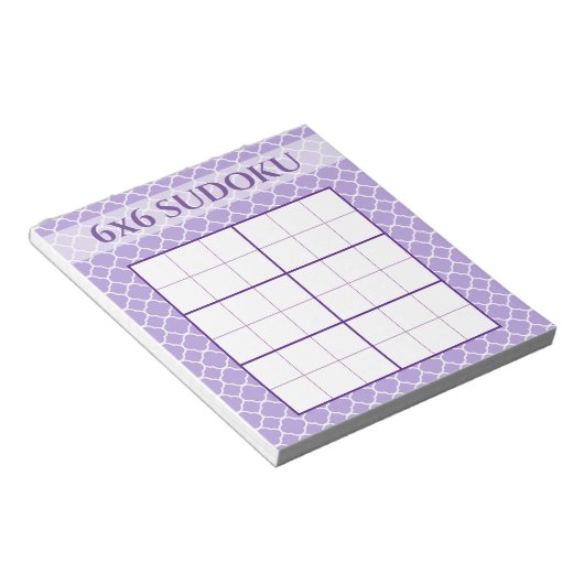 Paarse geometrische patronen 6x6 Sudoku Grid Sjabl Notitieblok (Schuin)