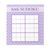 Paarse geometrische patronen 6x6 Sudoku Grid Sjabl Notitieblok (Voorkant)