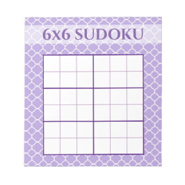 Paarse geometrische patronen 6x6 Sudoku Grid Sjabl Notitieblok