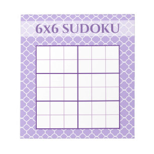 Paarse geometrische patronen 6x6 Sudoku Grid Sjabl Notitieblok