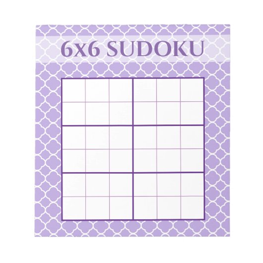 Paarse geometrische patronen 6x6 Sudoku Grid Sjabl Notitieblok (Voorkant)