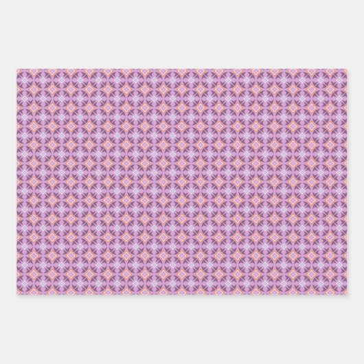 Paarse geometrische patroonset van inpakpapier (Voorkant 3)