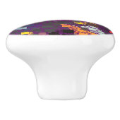 Paarse geometrische schetsen over kleurrijke schou keramische knop (Zijkant)