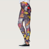 Paarse geometrische schetsen over kleurrijke schou leggings (Links)