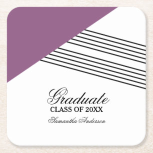 Paarse Geometrische Stripe Afstuderen Onderzetters