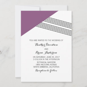 Paarse Geometrische Stripe Weddenschap Kaart