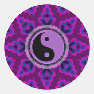 Paarse geometrische ventilator Yin Yang Sticker