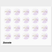 Paarse Gepersonaliseerde Baby doopsel dank u Ronde Sticker (Vel)