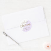 Paarse Gepersonaliseerde Baby doopsel dank u Ronde Sticker (Envelop)