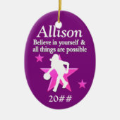 PAARSE GEPERSONALISEERDE BASKETBAL VAKANTIE ORNAME KERAMISCH ORNAMENT (Voorkant)