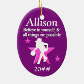 PAARSE GEPERSONALISEERDE BASKETBAL VAKANTIE ORNAME KERAMISCH ORNAMENT (Achterkant)