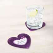 Paarse gepersonaliseerde bruiloft hart Onderzetter (Insitu)