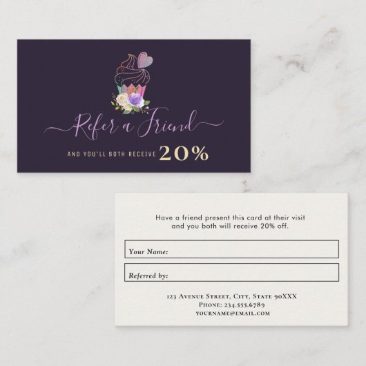 paarse gepersonaliseerde cakery visitekaartje (Voorkant / Achterkant)