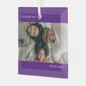 Paarse gepersonaliseerde foto kerst glas ornament (Voorkant links)