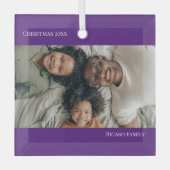 Paarse gepersonaliseerde foto kerst glas ornament (Voorkant)