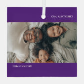 Paarse gepersonaliseerde foto kerst glas ornament (Achterkant)