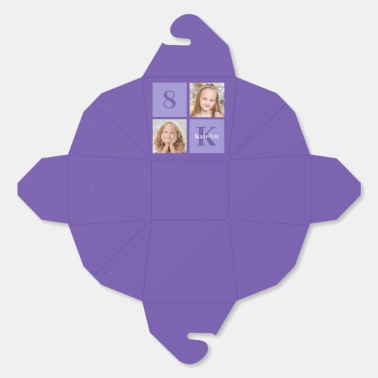  Paarse gepersonaliseerde foto verjaardagsfeestje Bedankdoosjes (Ongevouwen)