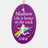  PAARSE GEPERSONALISEERDE GEDATEERDE TRACK ORNAMEN KERAMISCH ORNAMENT (Links)