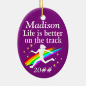  PAARSE GEPERSONALISEERDE GEDATEERDE TRACK ORNAMEN KERAMISCH ORNAMENT (Achterkant)