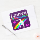PAARSE GEPERSONALISEERDE GYMNAST MEISJE STICKER (Envelop)