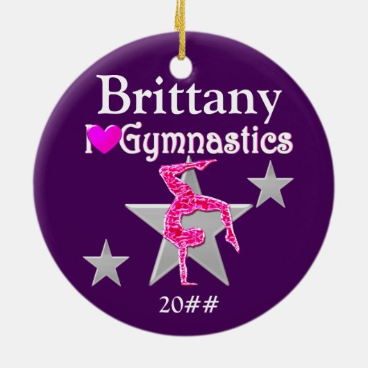  PAARSE GEPERSONALISEERDE GYMNAST ORNAMENT (Achterkant)