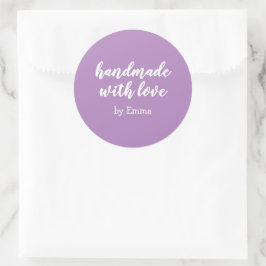 Paarse Gepersonaliseerde Handgemaakte met Liefde M Ronde Sticker