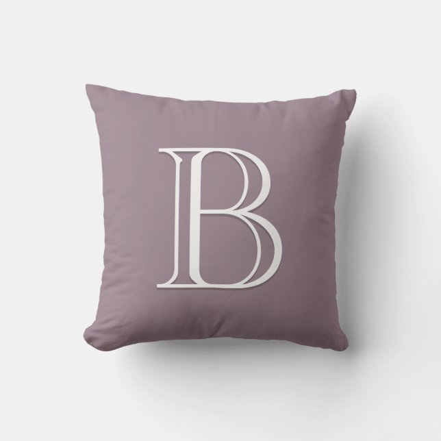 Paarse Gepersonaliseerde Letter Monogram Initiaal Kussen (Voorkant)