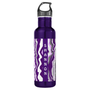 Paarse gepersonaliseerde marmer-fluid-tekenstrepen waterfles 