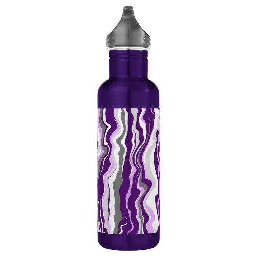 Paarse gepersonaliseerde marmer-fluid-tekenstrepen waterfles  (Rechts)